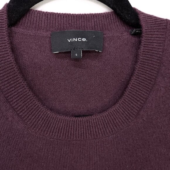 Vince Cashmere Men Sweater Crew Neck Size Small Wine Soft Stretch Office Wear - Picture 4 of 9